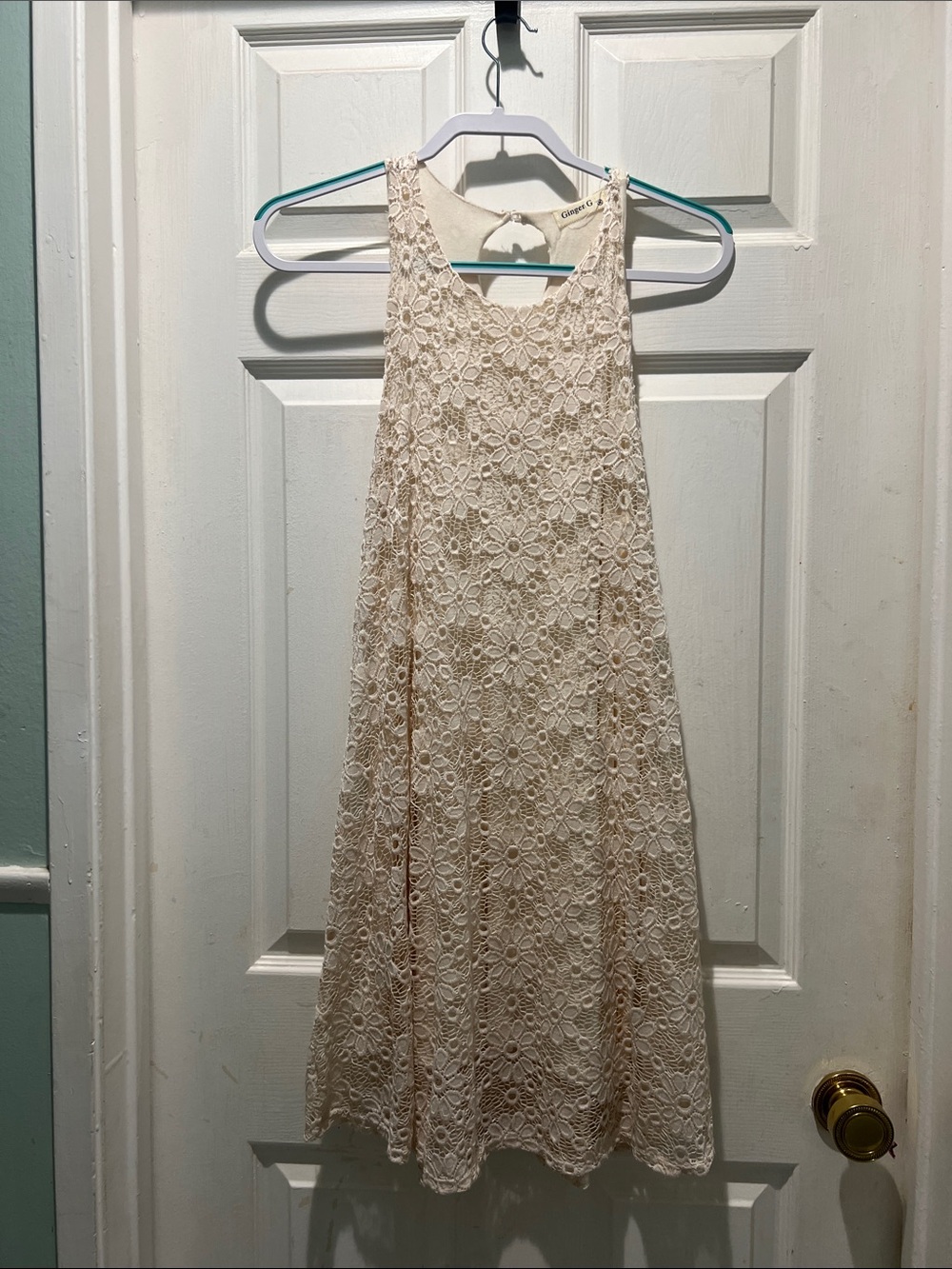 Ginger G Cream Crochet Lace Midi Dress